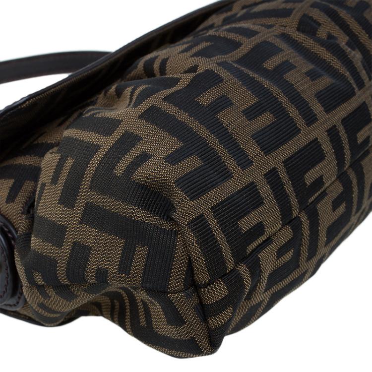 Pre Owned Fendi Tobacco Zucca Canvas Chef Shoulder Bag