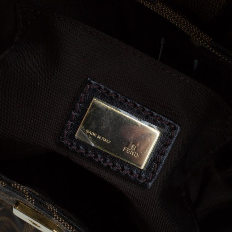 Pre Owned Fendi Tobacco Zucca Canvas Chef Shoulder Bag
