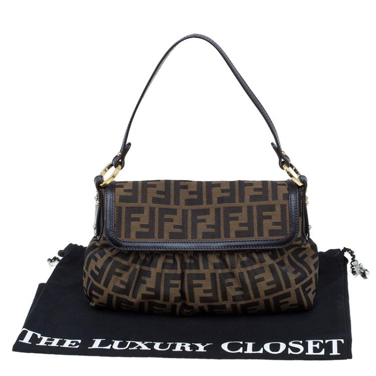 Pre Owned Fendi Tobacco Zucca Canvas Chef Shoulder Bag