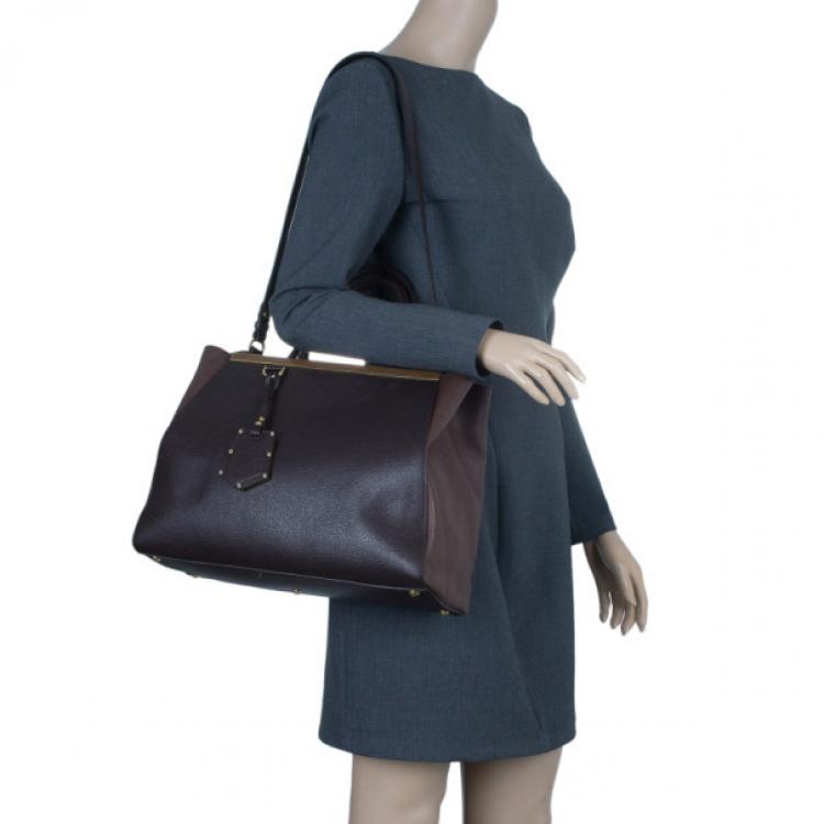 Pre Owned Fendi Brown Leather 2 Jours Tote