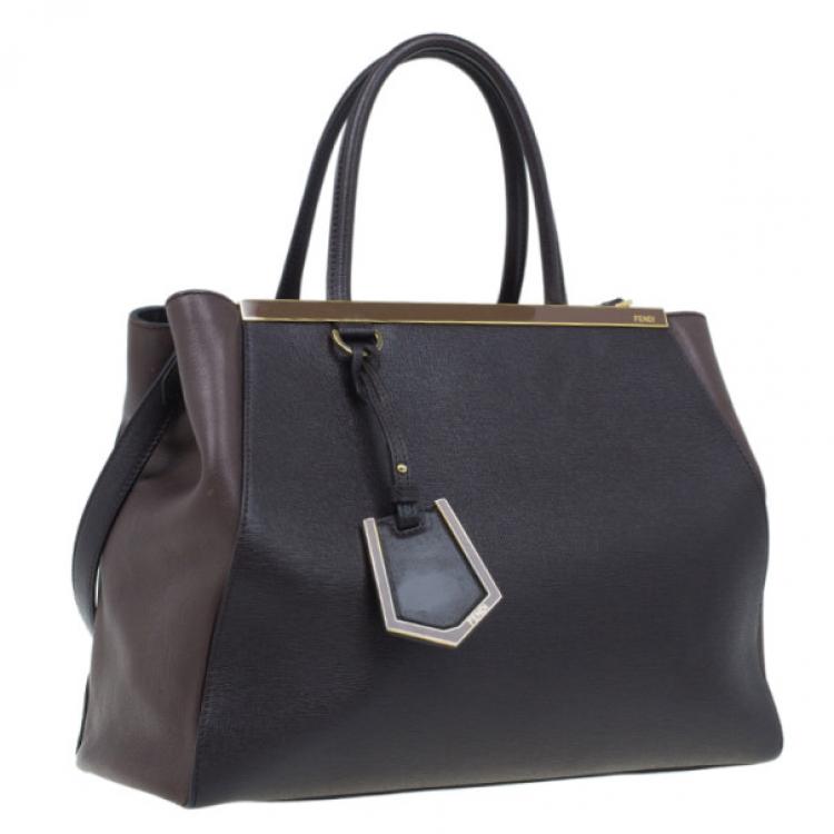 Pre Owned Fendi Brown Leather 2 Jours Tote