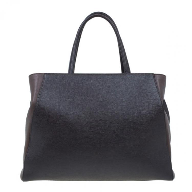 Pre Owned Fendi Brown Leather 2 Jours Tote