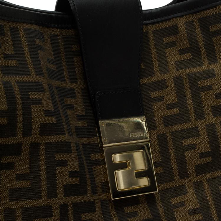Pre Owned Fendi Tobacco Zucca Canvas Chiusura Tote