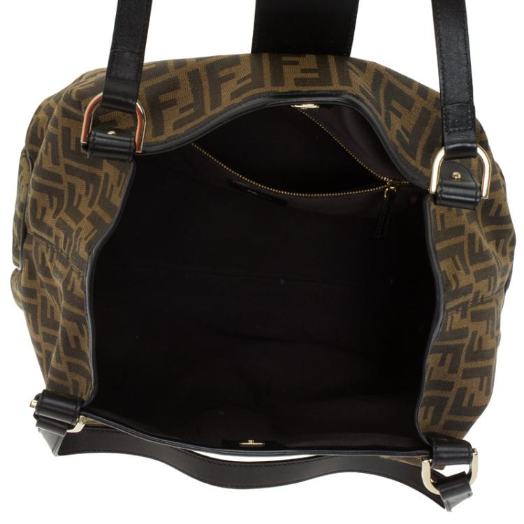 Pre Owned Fendi Tobacco Zucca Canvas Chiusura Tote