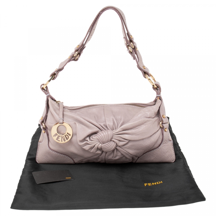 Pre Owned Fendi Rose Pink Leather Knot Baguette 