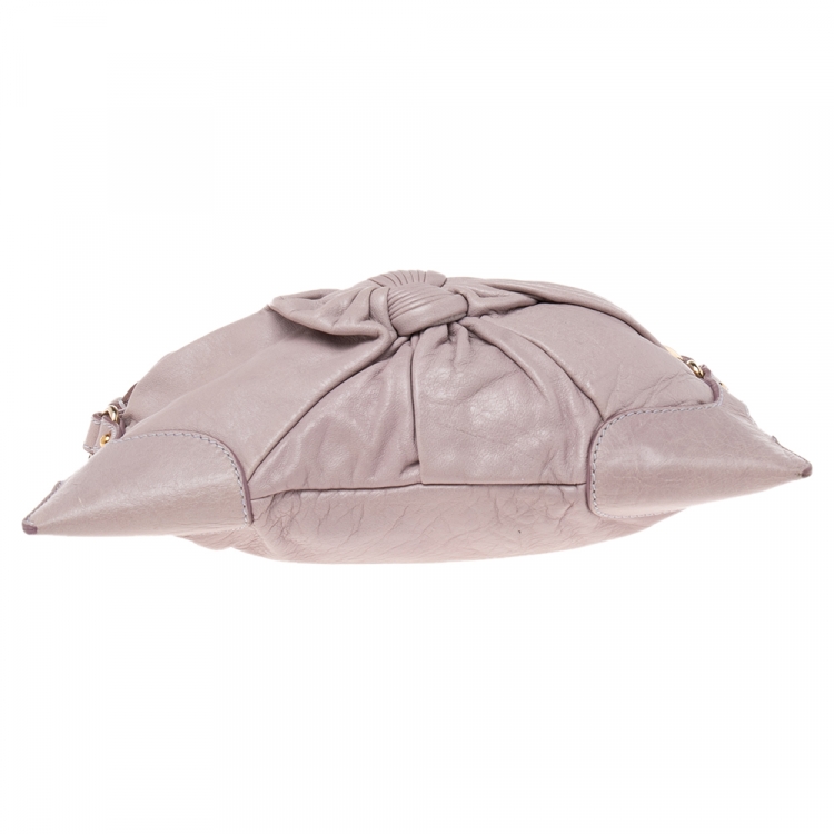 Pre Owned Fendi Rose Pink Leather Knot Baguette 