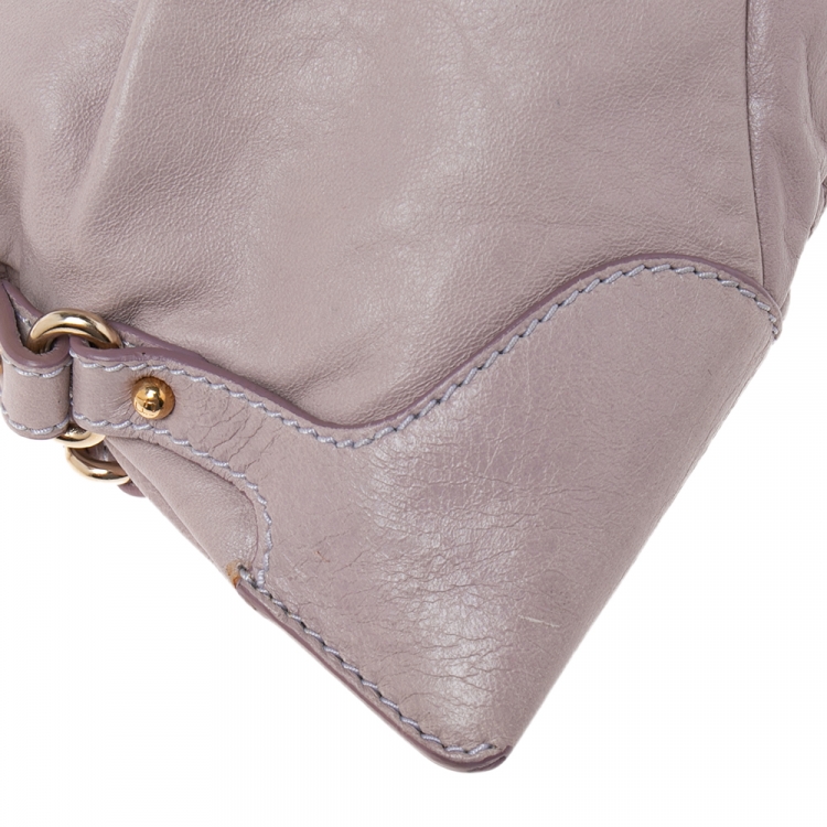 Pre Owned Fendi Rose Pink Leather Knot Baguette 