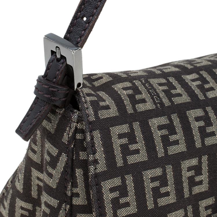 Pre Owned Fendi Brown Zucchino Canvas Mini Mama Baguette Bag