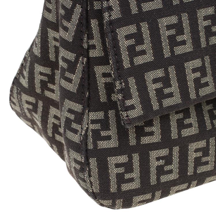 Pre Owned Fendi Brown Zucchino Canvas Mini Mama Baguette Bag