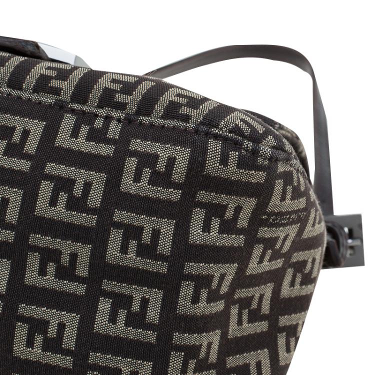 Pre Owned Fendi Brown Zucchino Canvas Mini Mama Baguette Bag