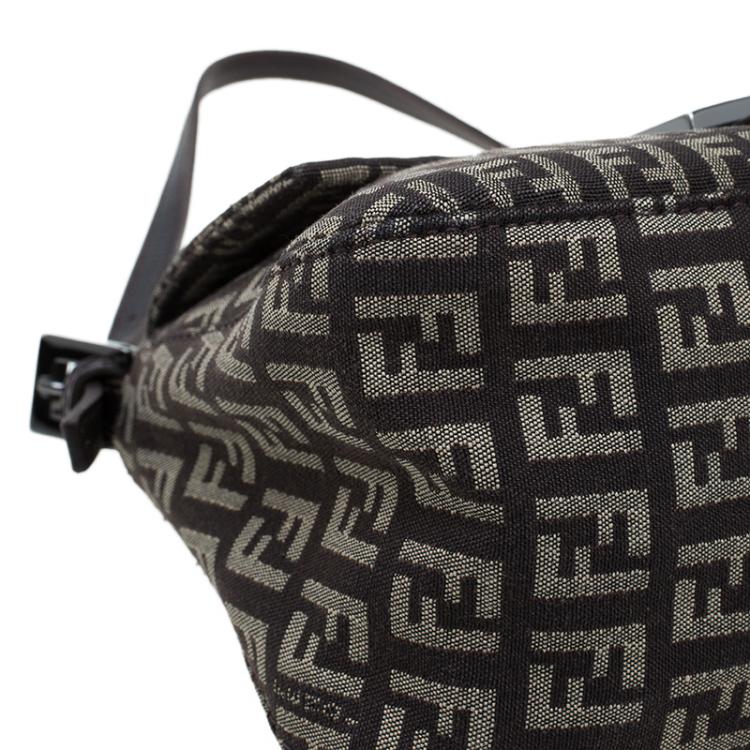 Pre Owned Fendi Brown Zucchino Canvas Mini Mama Baguette Bag