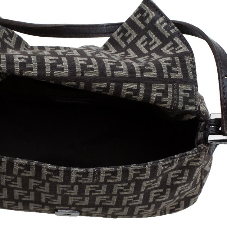 Pre Owned Fendi Brown Zucchino Canvas Mini Mama Baguette Bag