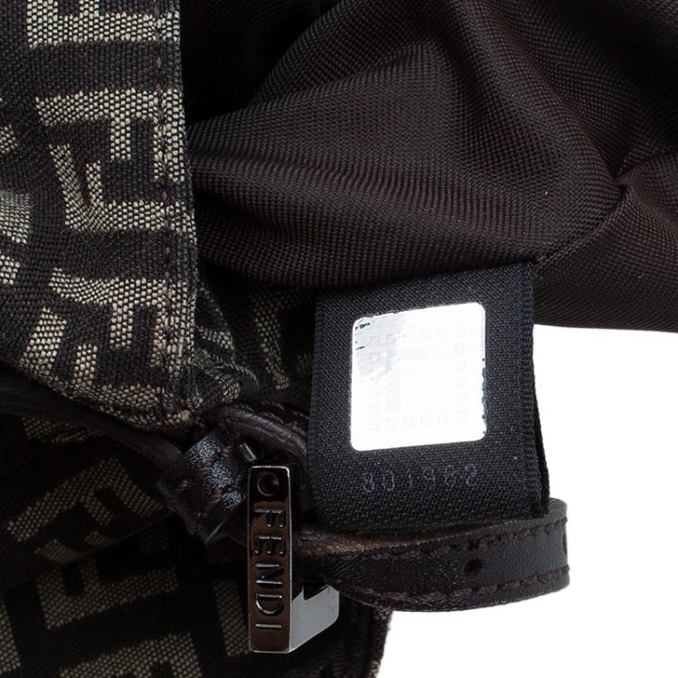Pre Owned Fendi Brown Zucchino Canvas Mini Mama Baguette Bag