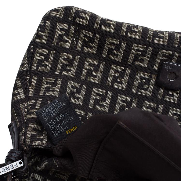Pre Owned Fendi Brown Zucchino Canvas Mini Mama Baguette Bag