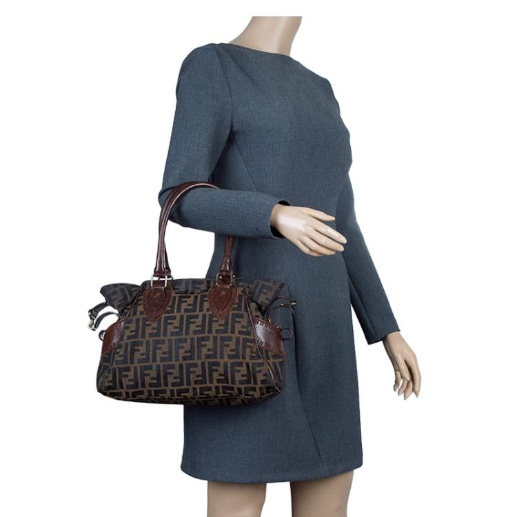 Pre Owned Fendi Brown Zucca Canvas Chef De Jour Bag