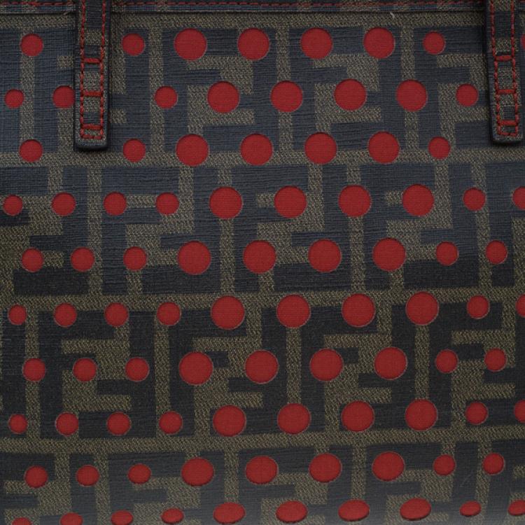 Pre Owned Fendi Brown Tobacco Zucca Spalmati Mini Roll Perforated Tote