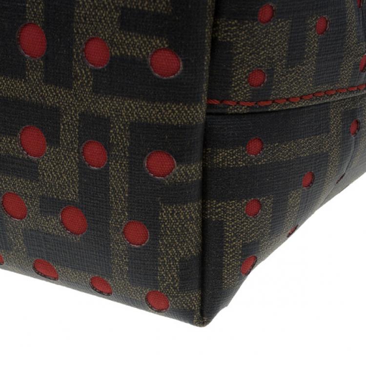 Pre Owned Fendi Brown Tobacco Zucca Spalmati Mini Roll Perforated Tote
