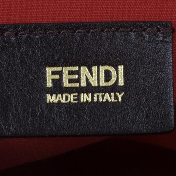Pre Owned Fendi Brown Tobacco Zucca Spalmati Mini Roll Perforated Tote