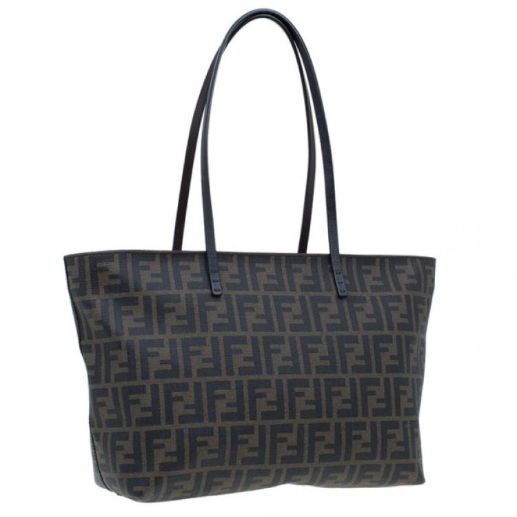 Pre Owned Fendi Zucca Tobacco Roll Tote