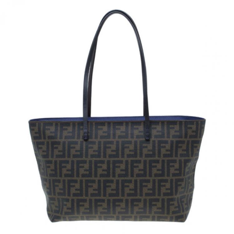 Pre Owned Fendi Zucca Tobacco Roll Tote