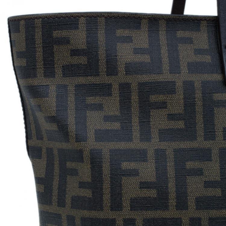 Pre Owned Fendi Zucca Tobacco Roll Tote