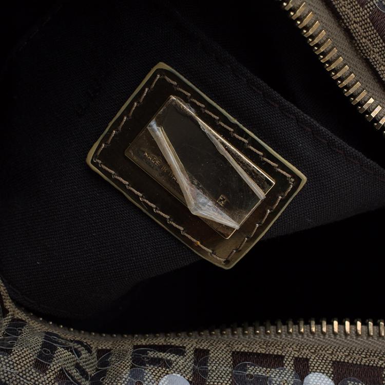 Pre Owned Fendi Multicolor Zucchino Canvas Mini Sequins Forever Bauletto Boston Bag