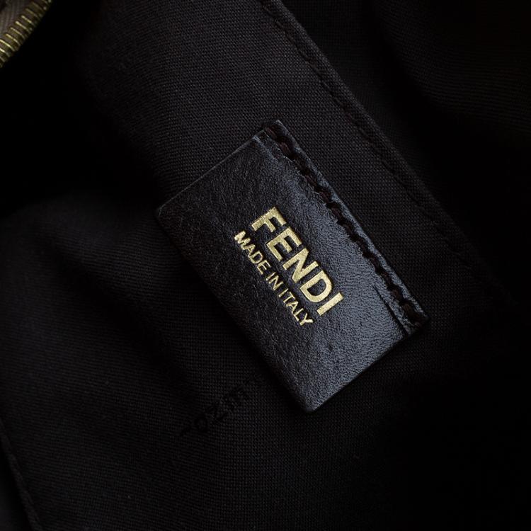 Pre Owned Fendi Blue and Beige Zucchino Canvas Forever Bauletto Boston Bag
