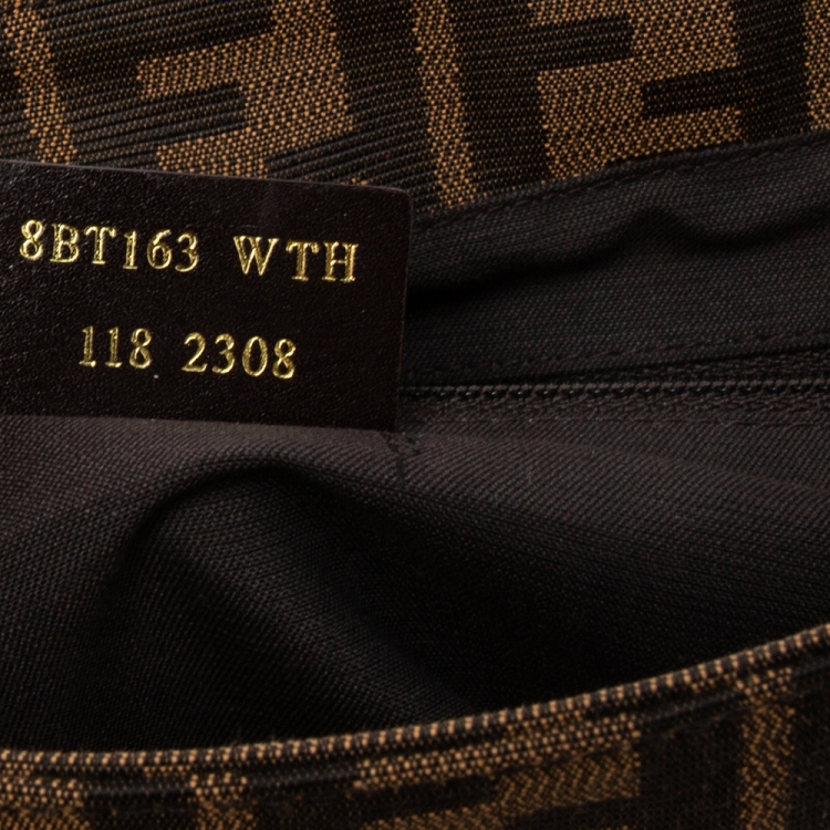 Pre Owned Fendi Tobacco Zucca Canvas and Patent Leather Mia Flap Bag