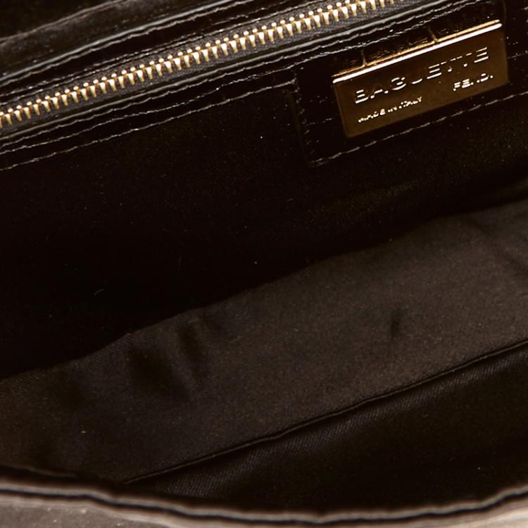 Pre Owned Fendi Black Satin Baguette Shoulder Bag