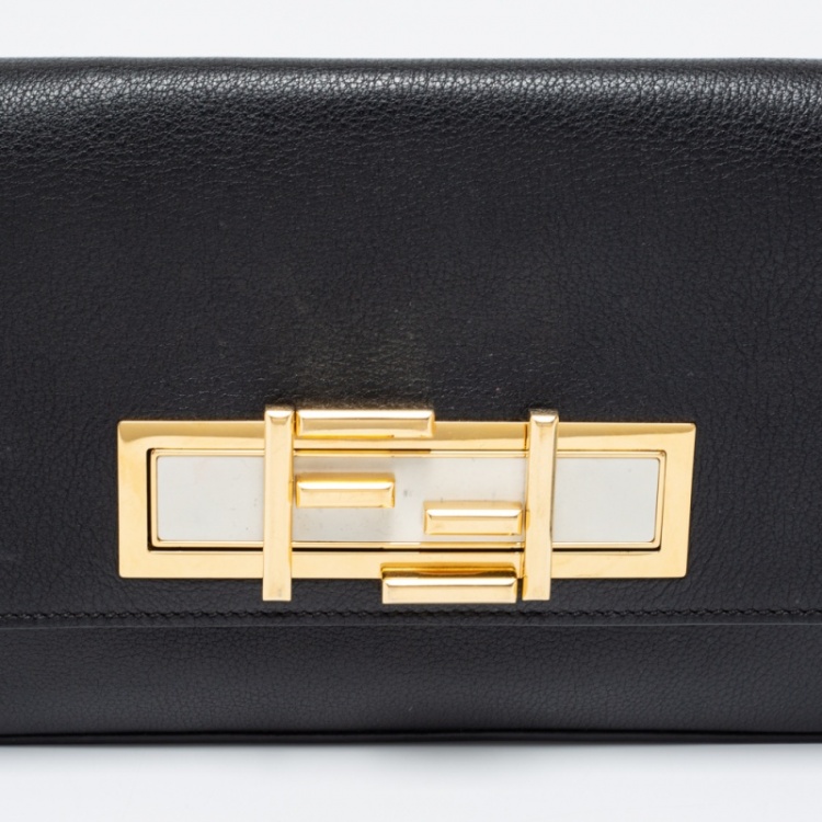 Pre Owned Fendi Black Leather 3Baguette Shoulder Bag