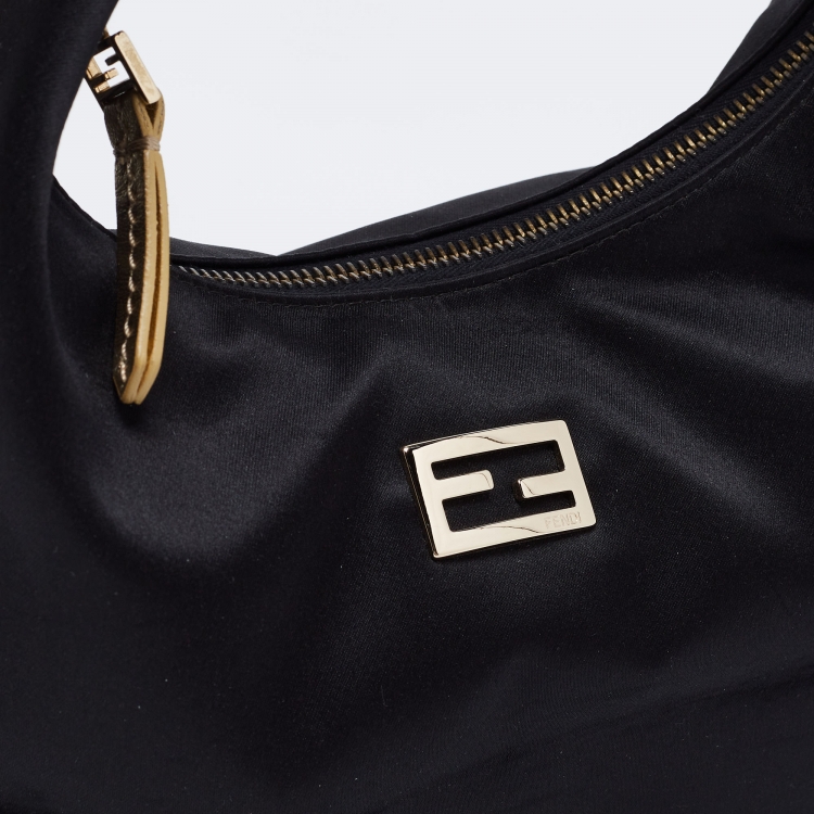 Pre Owned Fendi Black Satin Mini Hobo