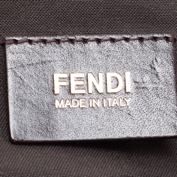 Pre Owned Fendi Tobacco Zucca Canvas and Patent Leather Mia Flap Bag