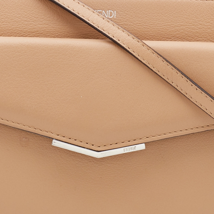 Pre Owned Fendi Beige Leather Rainbow Studded Crossbody Bag