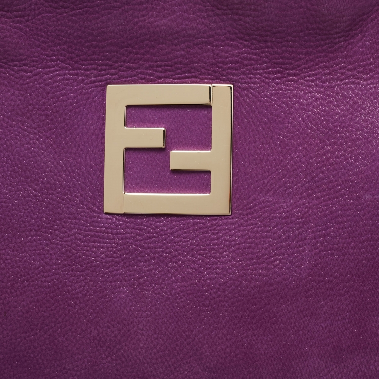 Pre Owned Fendi Purple Suede Medium Chains Tote