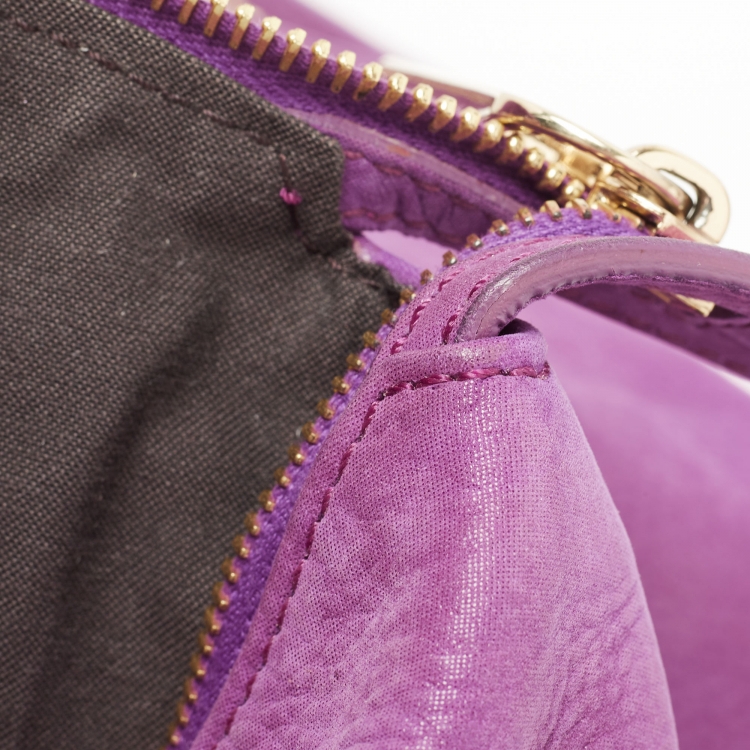 Pre Owned Fendi Purple Suede Medium Chains Tote