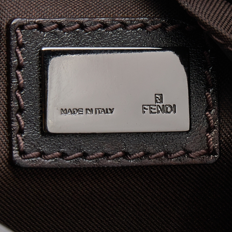 Pre Owned Fendi Brown Zucchino Canvas Pochette Bag