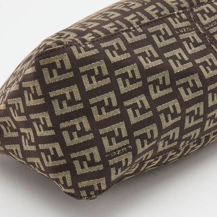 Pre Owned Fendi Brown Zucchino Canvas Pochette Bag