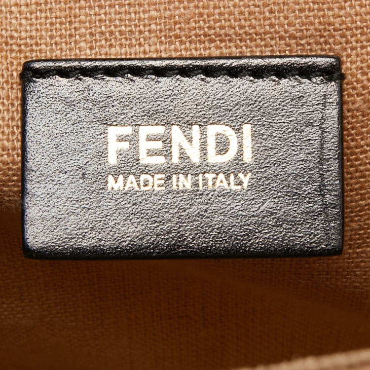 Pre Owned Fendi Tobacco Pequin Stripe Canvas Large Claudia Shoulder Bag