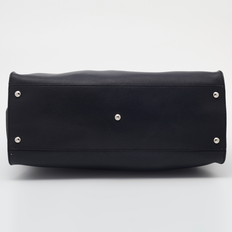 Pre Owned Fendi Black Leather Large Peekaboo Top Handle Bag