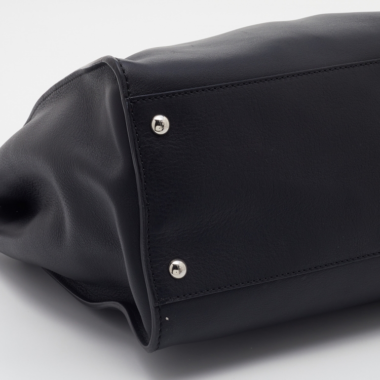 Pre Owned Fendi Black Leather Large Peekaboo Top Handle Bag