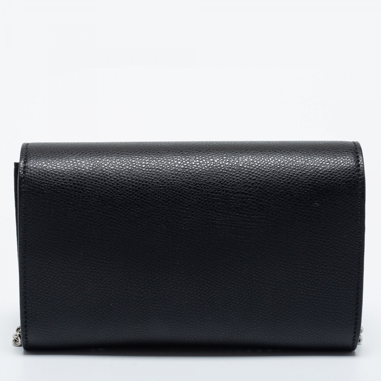 Pre Owned Fendi Black Leather F is Fendi Wallet on Chain
