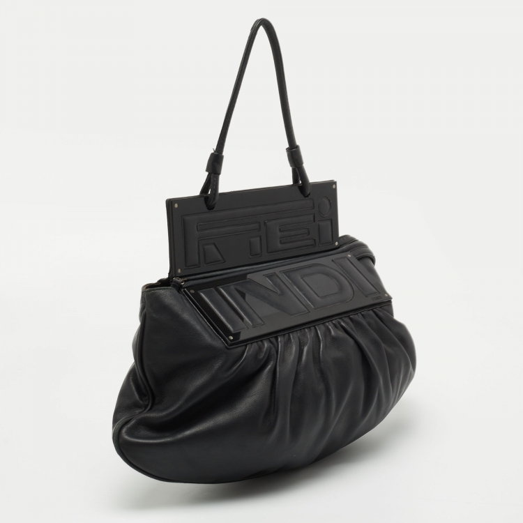 Pre Owned Fendi Black Leather To You Top Handle Bag