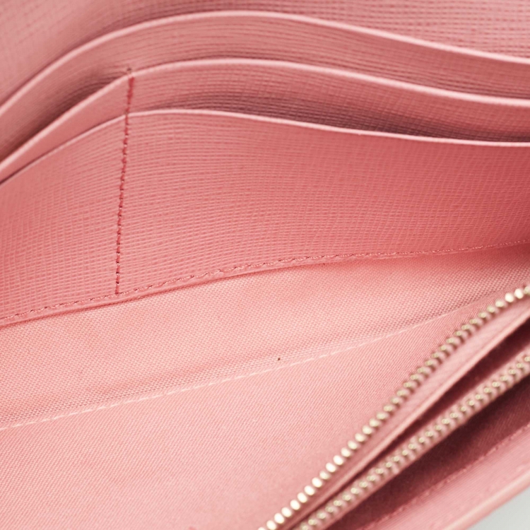 Pre Owned Fendi Pink Ombre Zucca Coated Canvas Continental Wallet