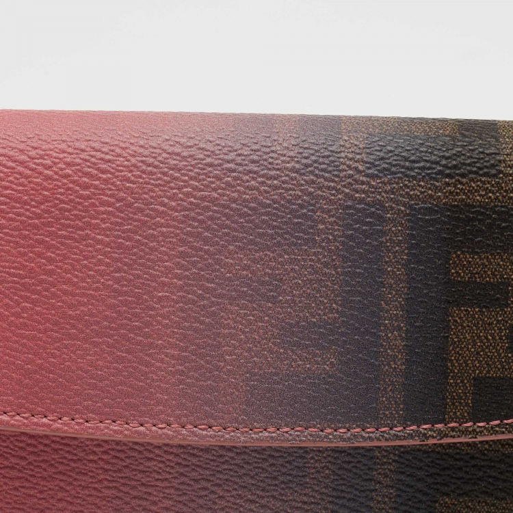 Pre Owned Fendi Pink Ombre Zucca Coated Canvas Continental Wallet