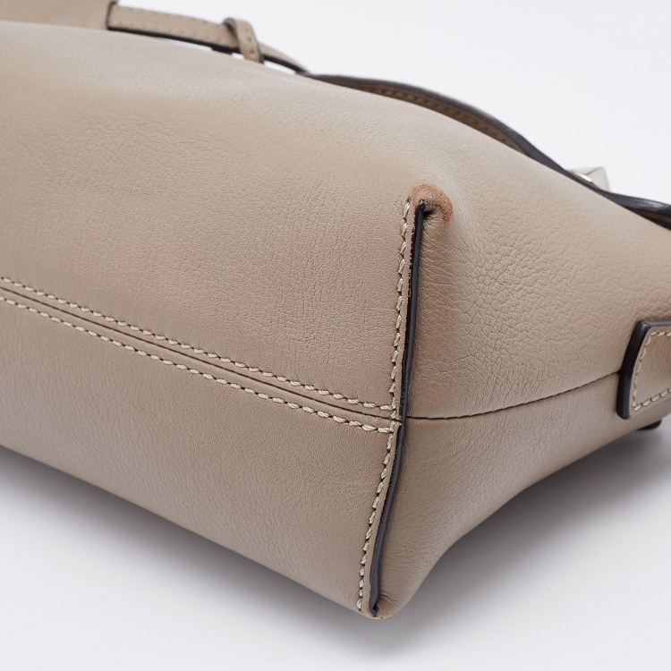 Pre Owned Fendi Grey Leather Mini By The Way Shoulder Bag