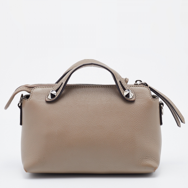 Pre Owned Fendi Grey Leather Mini By The Way Shoulder Bag