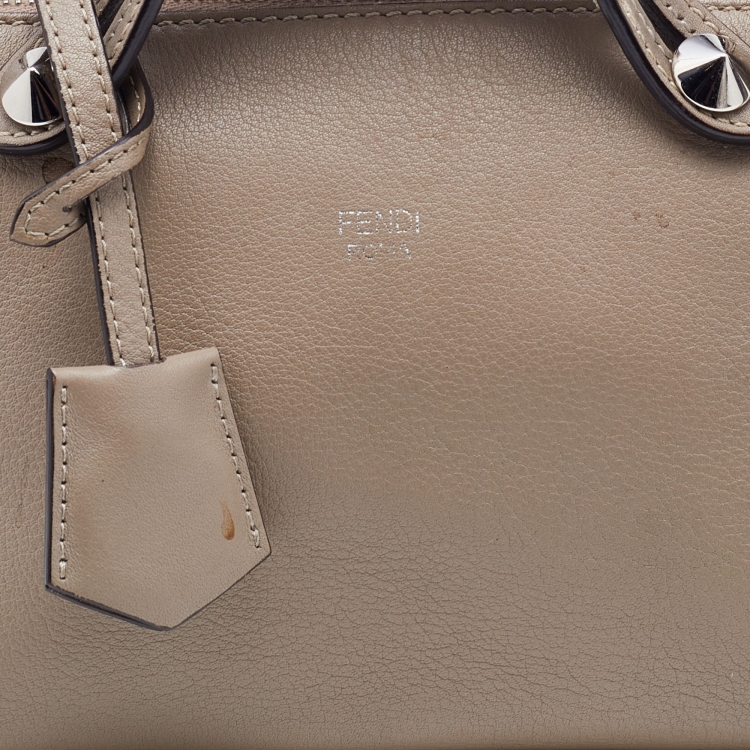 Pre Owned Fendi Grey Leather Mini By The Way Shoulder Bag