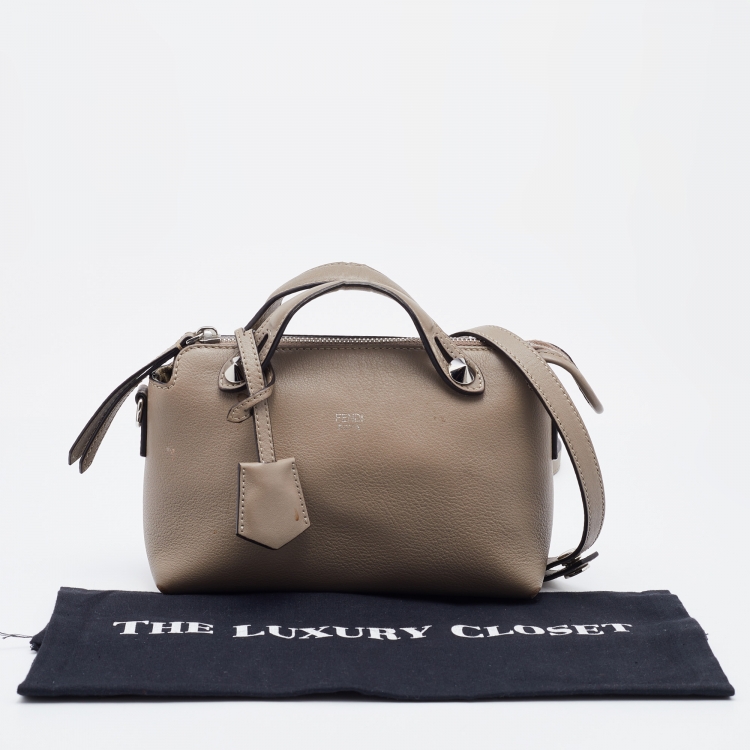 Pre Owned Fendi Grey Leather Mini By The Way Shoulder Bag