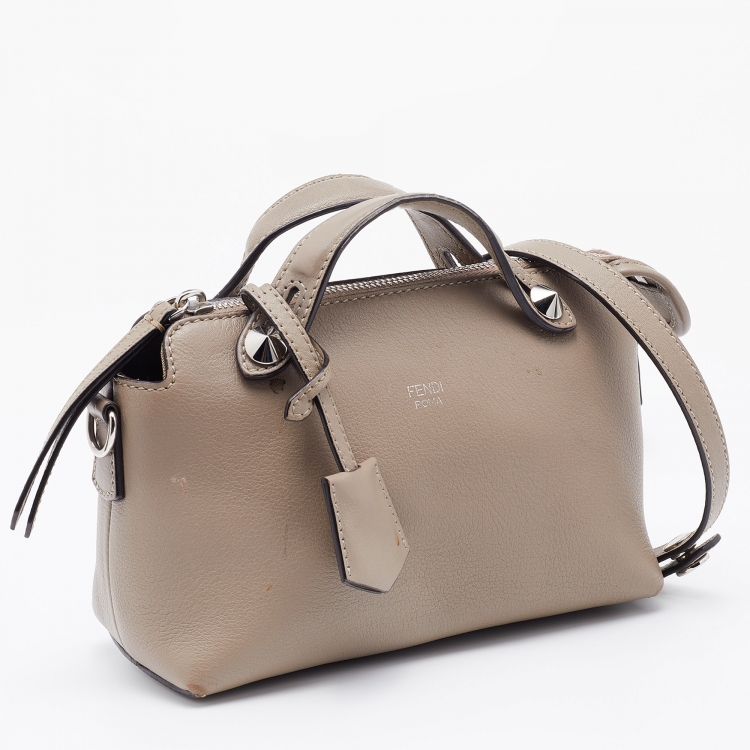 Pre Owned Fendi Grey Leather Mini By The Way Shoulder Bag