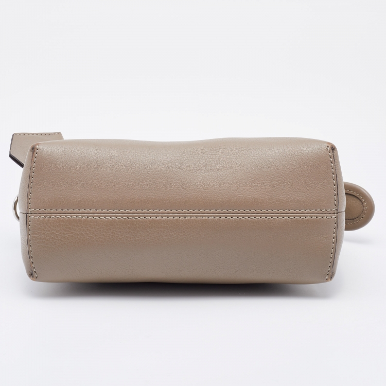 Pre Owned Fendi Grey Leather Mini By The Way Shoulder Bag
